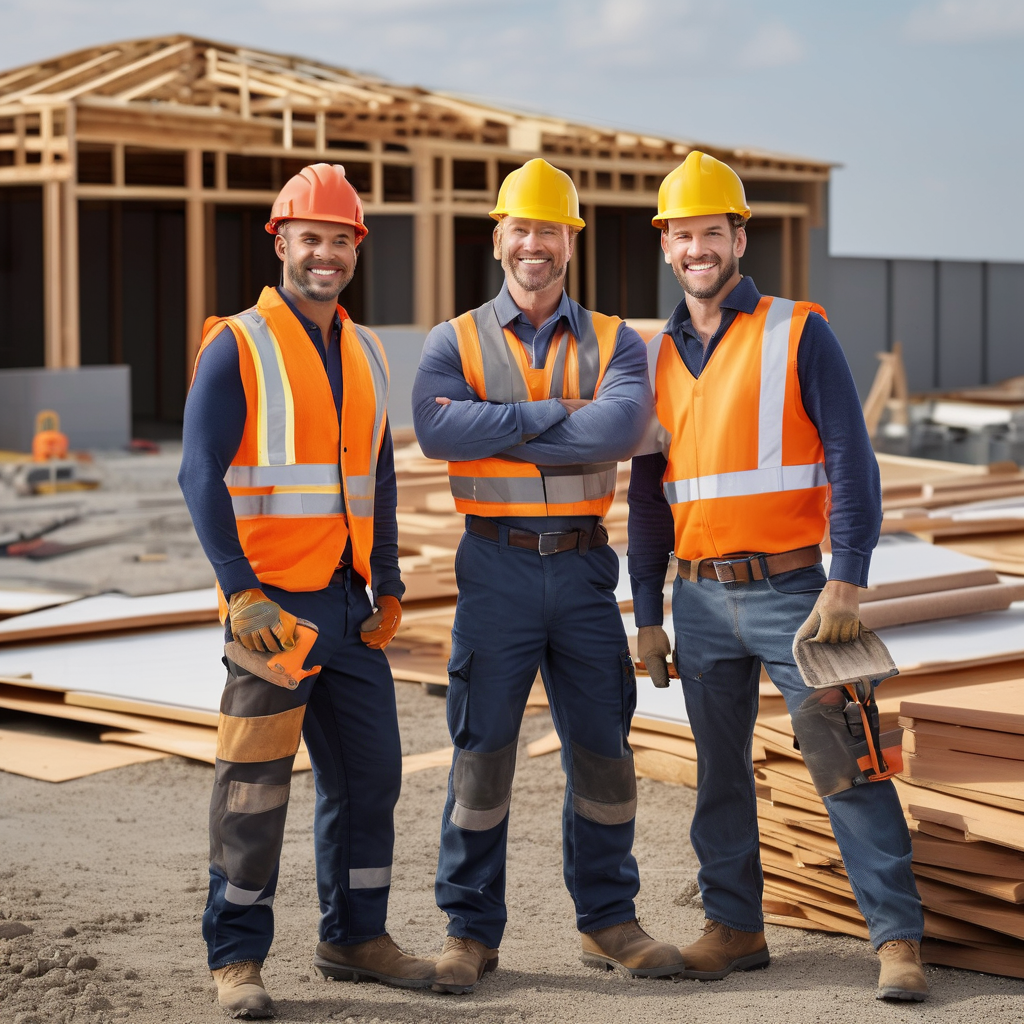 Professional roofing contractors team